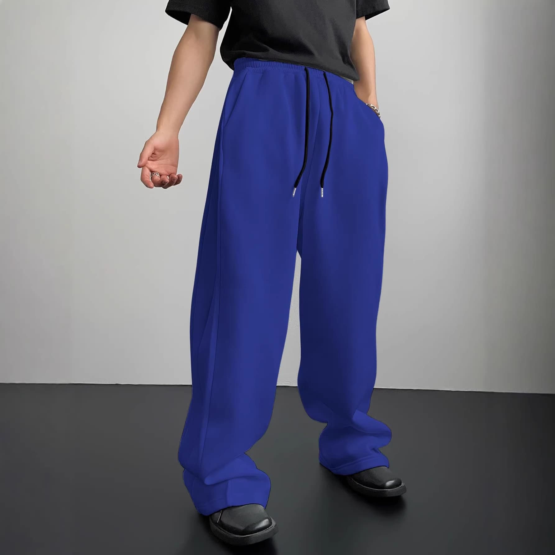 Cross-Border American Hip-Hop Wide-Leg Pants, Straight-Leg Men's Sweatpants with Drawstring Waist, Loose Casual Sports Men's Cargo Pants