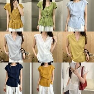 Summer New Korean Cotton Linen Short Sleeve Blouse Women V-Neck Waist Cinching Slim Fit Top Thirteen Hong Women's Clothing Wholesale