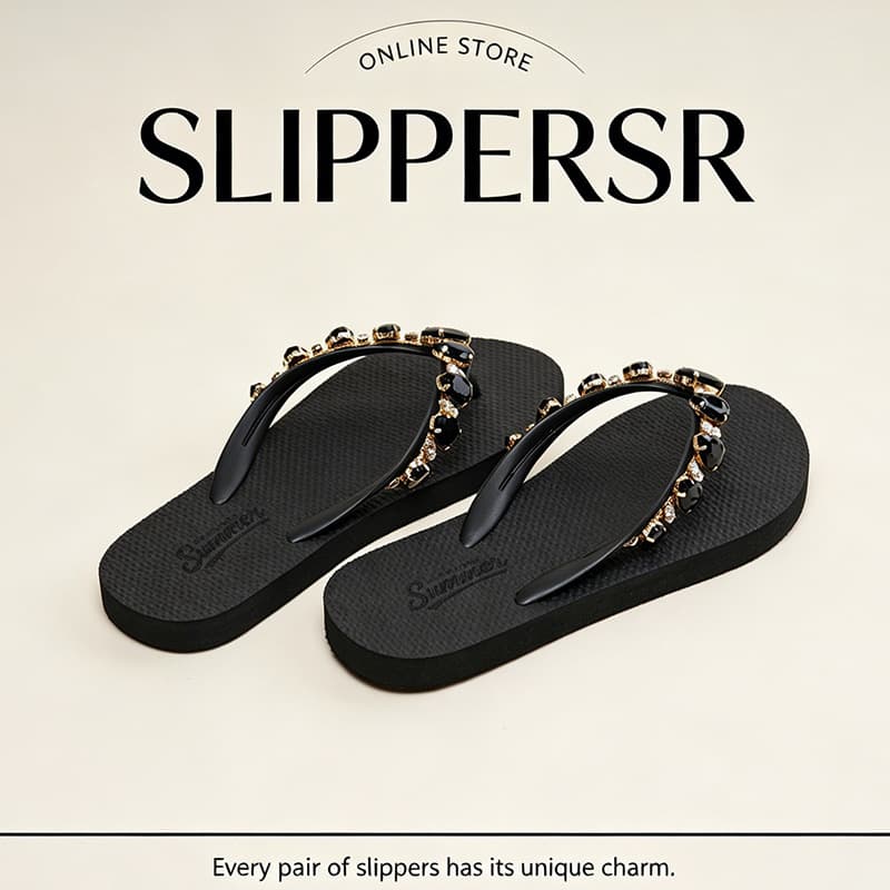 Summer Women's Flat Sandals New Style Versatile Flip Flops Rhinestone Fashion Toe Separator Non-Slip Outdoor Slippers