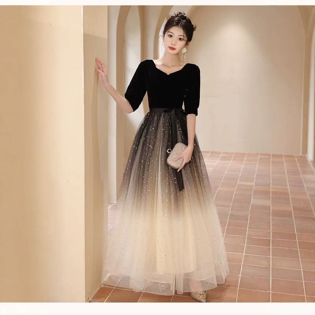 Host Evening Gown High-End Luxury Banquet Art Exam Student Adult Ceremony Piano Performance Dress Choir Gradient Dress