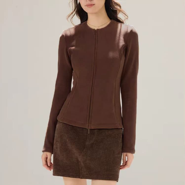 Queen Moxi 2025 New Autum Double-Sided Velvet Casual Long-Sleeved Sweatshirt Double Zipper Outdoor Sports Jacket Top