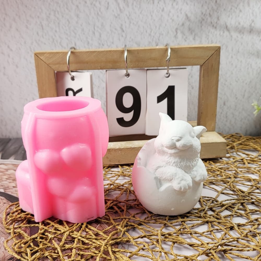 Easter Bunny Figurine Silicone Mold DIY Cement Plaster Figurine Silicone Mold W0625