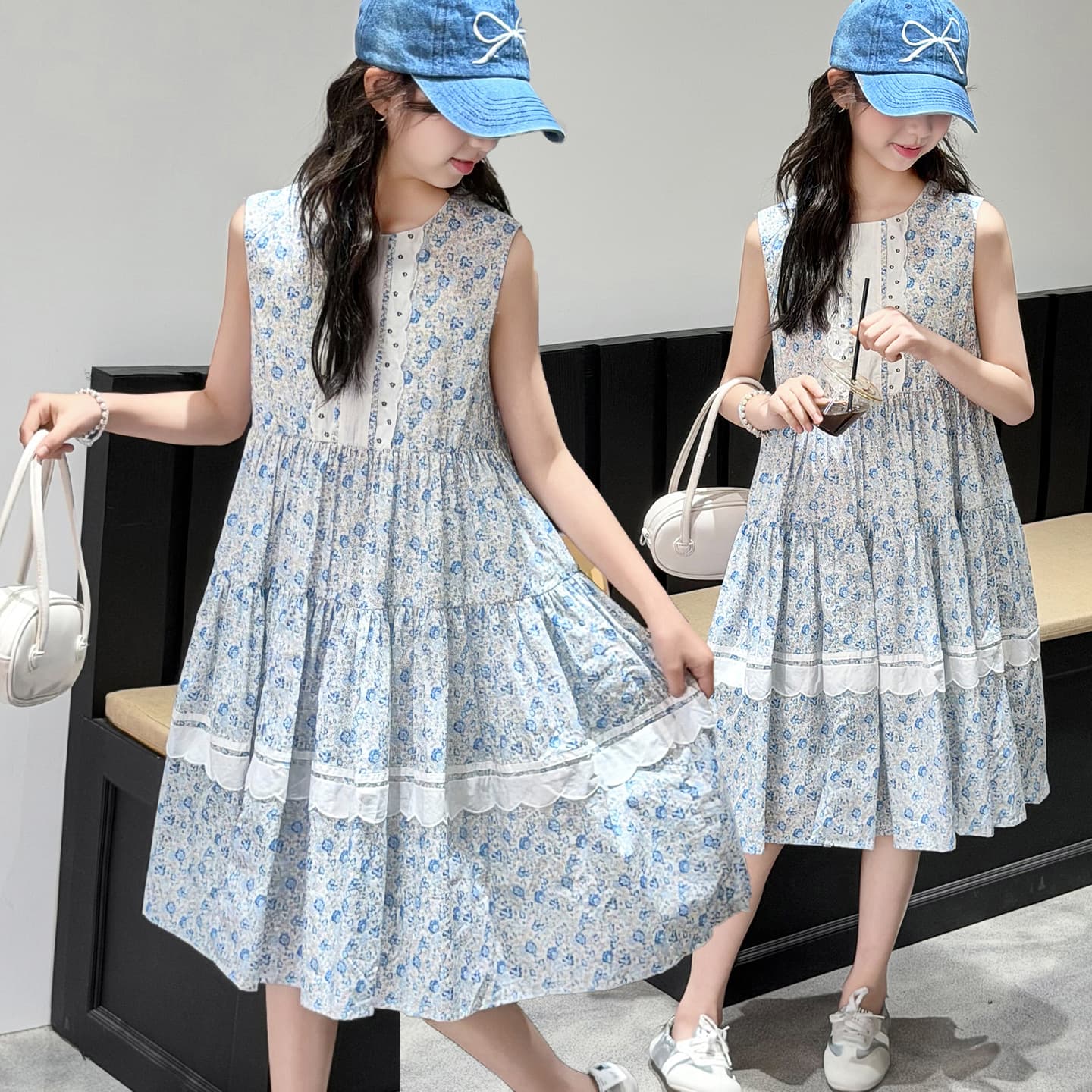 Girls lace dress summer 2026 new children's sleeveless medium and large children's thin cotton princess skirt