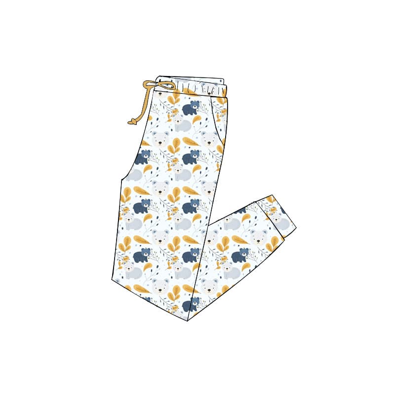 Cross-border wholesale custom autumn children's digitally printed leggings with drawstring design