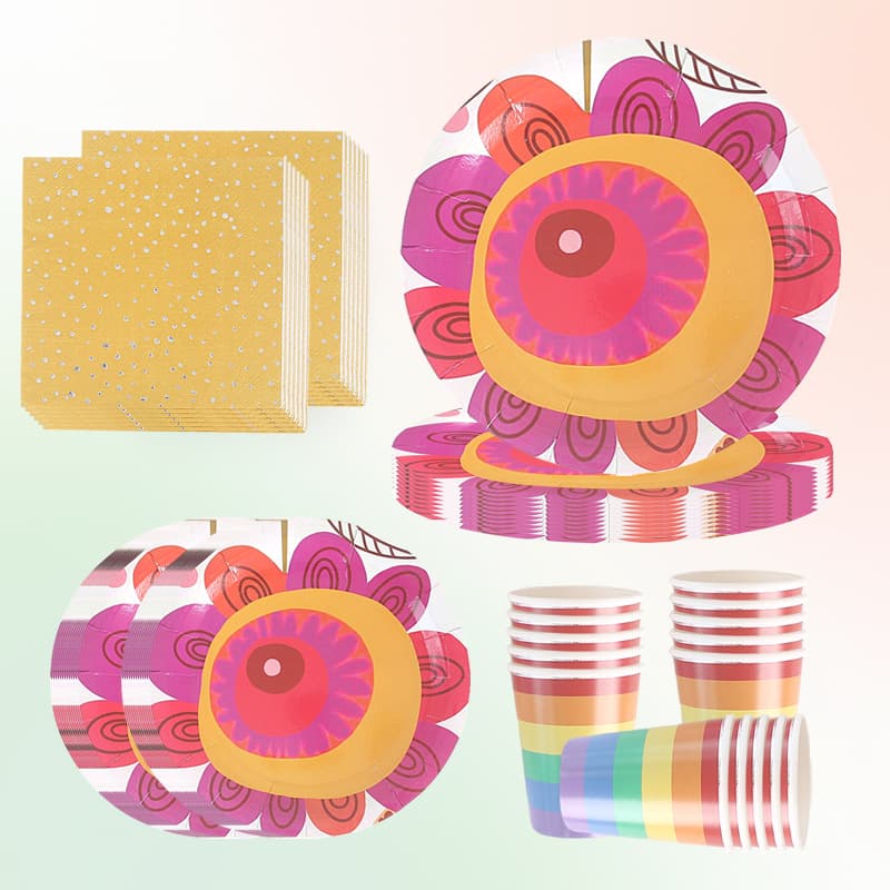 New Cross-Border Hot Sale Sun Theme Party Supplies Decoration Banner Paper Plates Napkins Tablecloth Arrangement Holiday Party