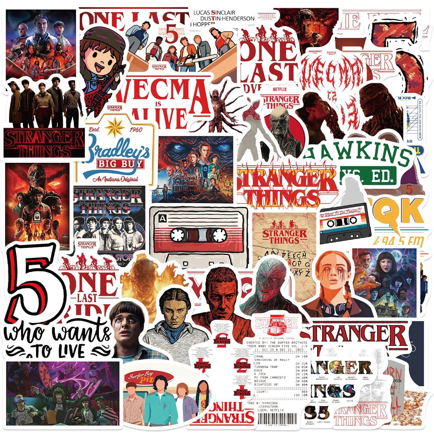 50 Pcs Stranger Things Season 5 Graffiti Stickers Scrapbook Decoration Waterproof Stickers