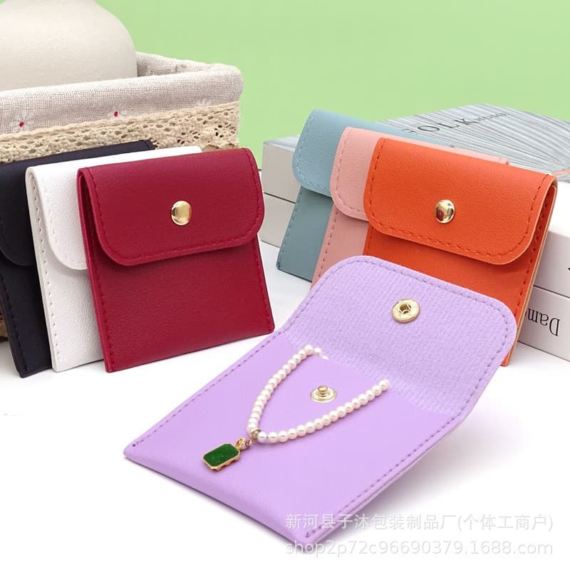 New pu leather snap bag jewelry gift bag jewelry jewelry necklace ring packaging storage bag flip bag custom