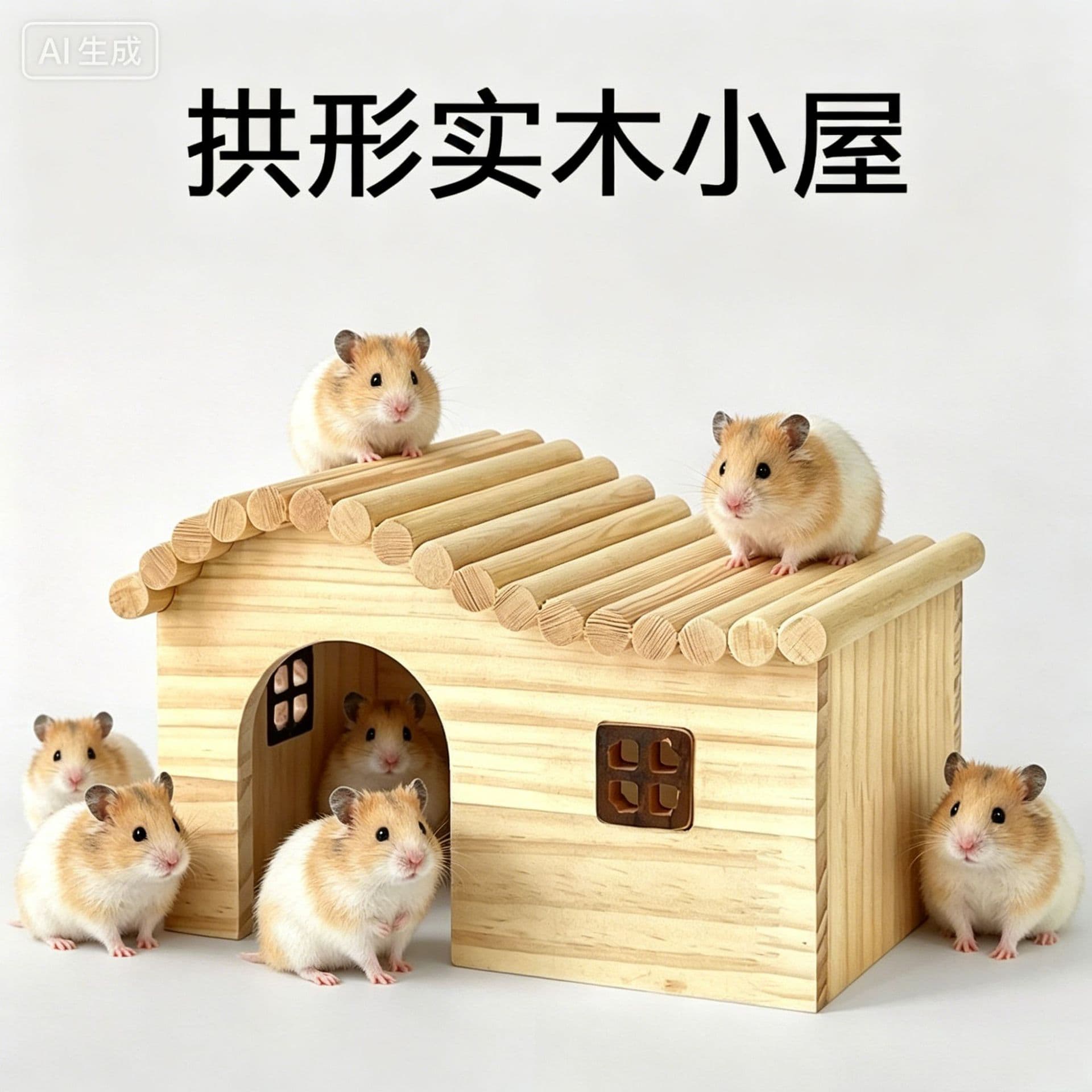 Solid wood hamster shelter, log hamster cabin, golden bear shelter, hamster cage landscaping supplies wholesale