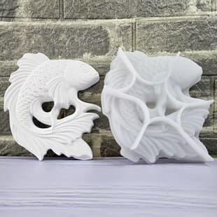 S2025 Fish Semi-3D Wall Hanging Decorative Cement Plaster Mold DIY Silicone Mold