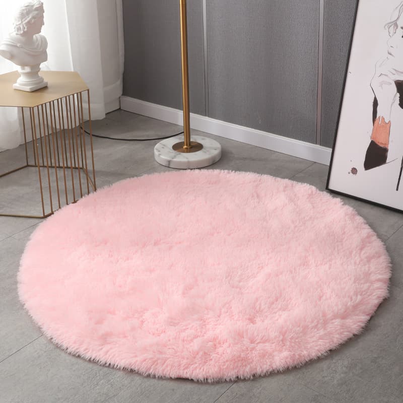 Minimalist Cream Style Carpet Round Polyester Fiber Modern Simple Living Room Bedroom Sofa Coffee Table Area Rug Soft Plush Blanket