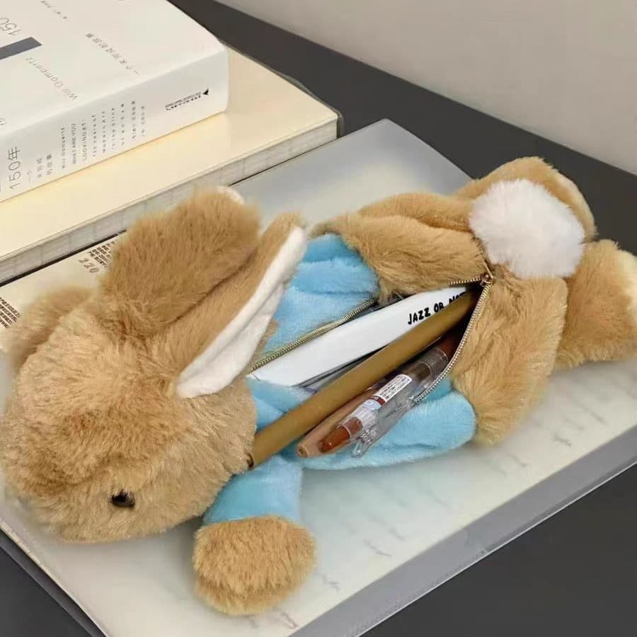 Peter Rabbit Commemorative Plush Pencil Case Preppy Style Cute Healing Small Animal Stationery Storage Makeup Bag