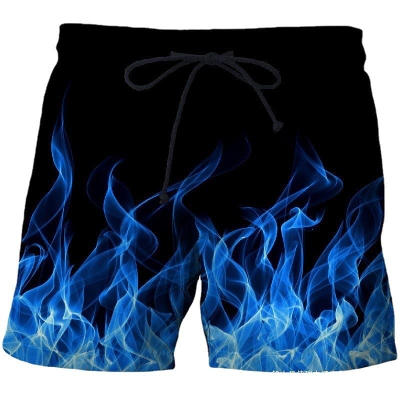Hot Sale Flame Beach Shorts Summer Men's Women's 3D Shorts Fun Print Breathable Sports Swim Trunks Men's Factory Direct