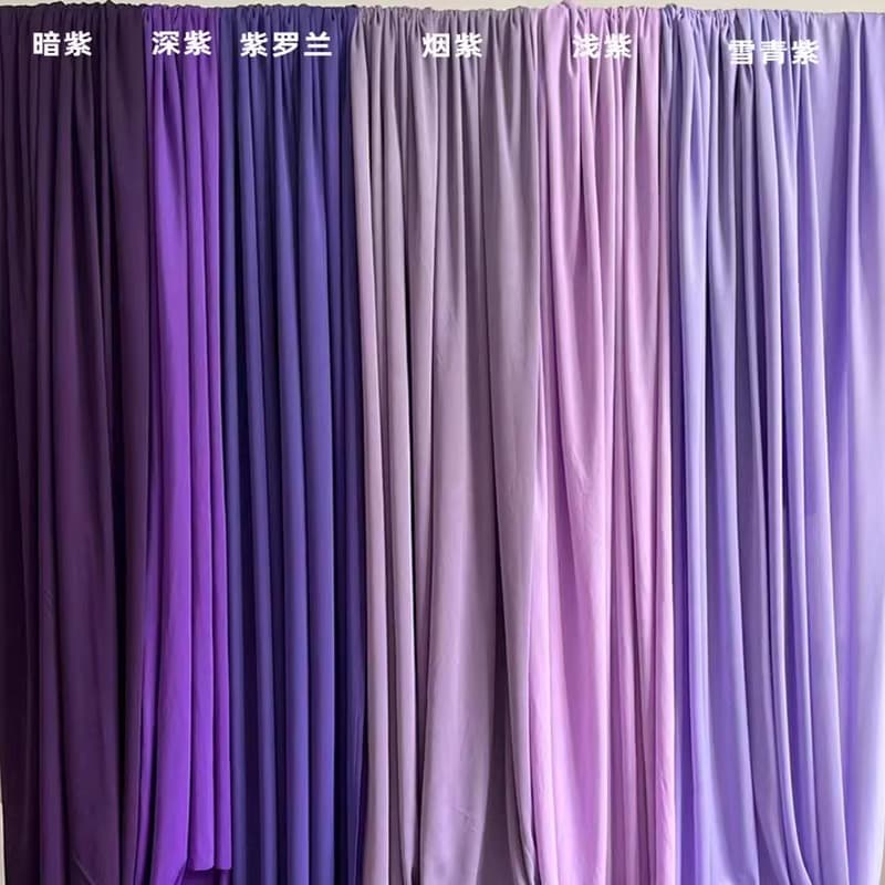 Purple Ceiling Tulle with Milk Silk Stretch Fabric for Hotel Wedding Stage Backgrounds and Wave Decorative Cloth