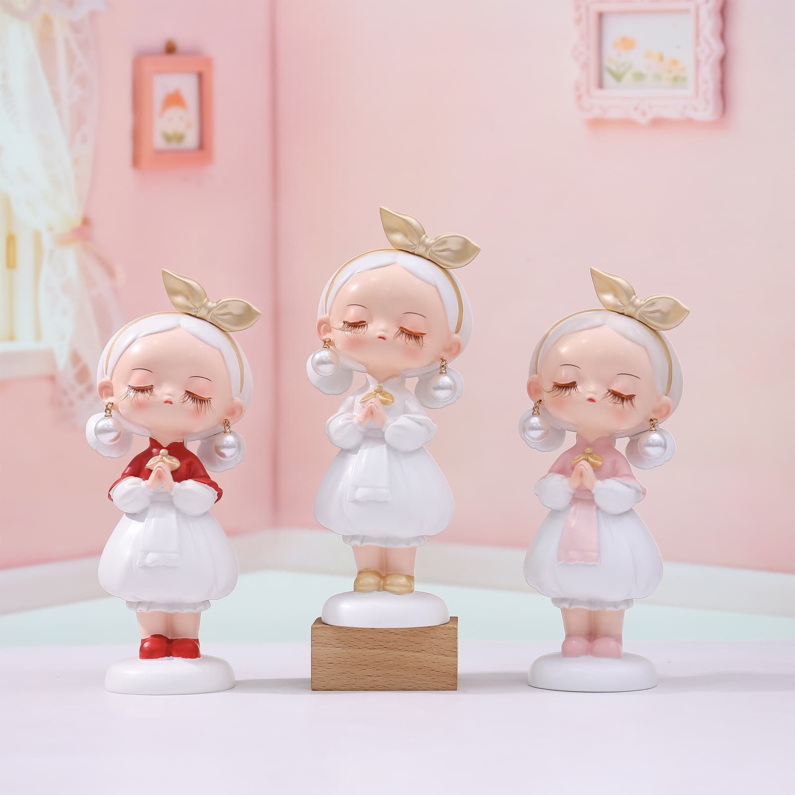 Desktop storage decoration pearl girl light ornaments Nordic ins style desktop ornaments girls gifts new style