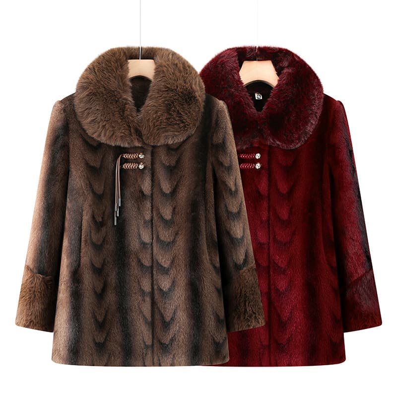 Drop shipping stylish winter wool coats for grandmas, middle-aged and elderly mothers, winter coats, fleece-lined cotton coats for older ladies.