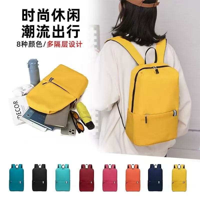 Xiaomi colorful mini backpacks with printed logos, suitable for men and women, lightweight student bags, sourced from Southeast Asia.