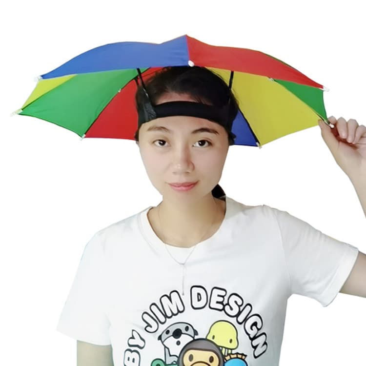 32CM Head Umbrella Watermelon Travel Fishing Hat Umbrella for Children, Handleless Rain Umbrella, Fishing Gear Umbrella, Printable Foreign Trade Advertising Umbrella