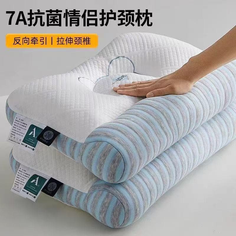 7A Antibacterial Traction Pillow for Cervical Support and Sleep, Pair Pack Home Pillow Core, Adult Specific Student Dormitory Whole Head