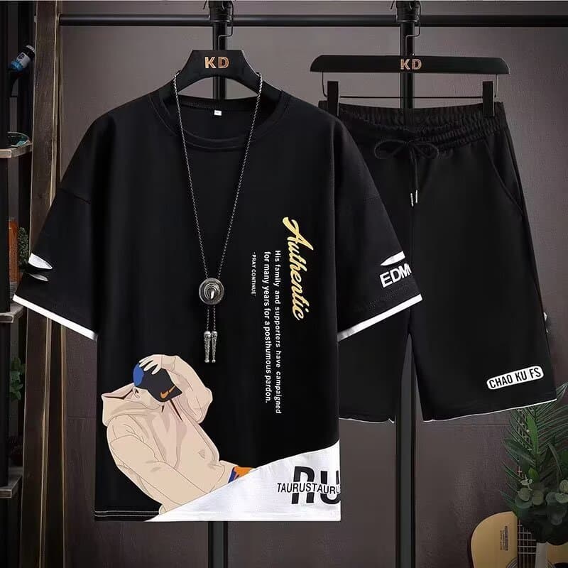 Youth Summer Loose Set Boys Short Sleeve T-Shirt New Trendy Casual Sportswear for High School Students