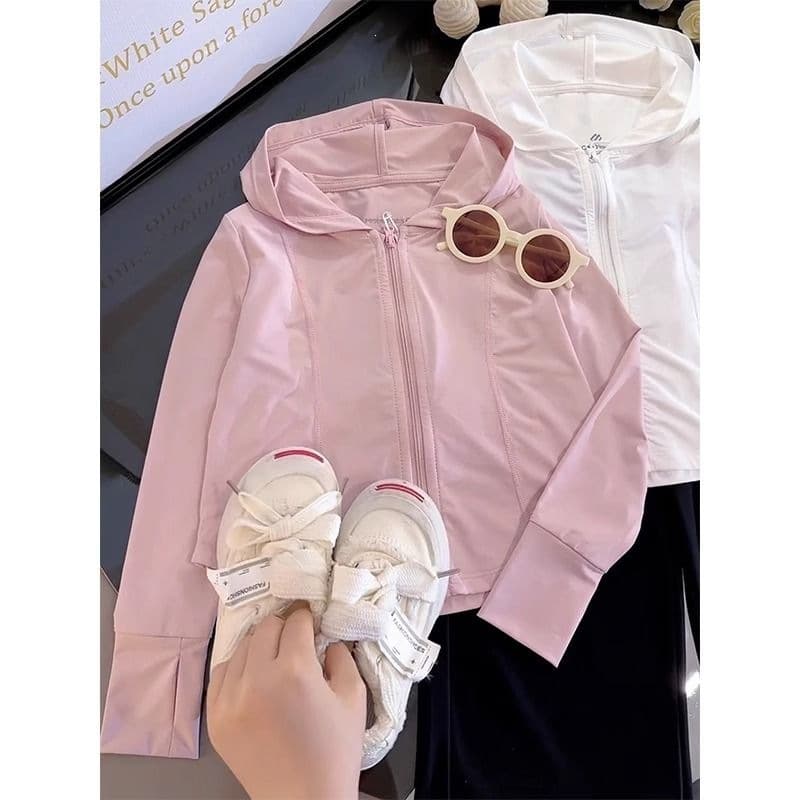Girls Summer 2026 New Ice Silk UV Protective Jacket Lightweight Skin Jacket for Older Girls