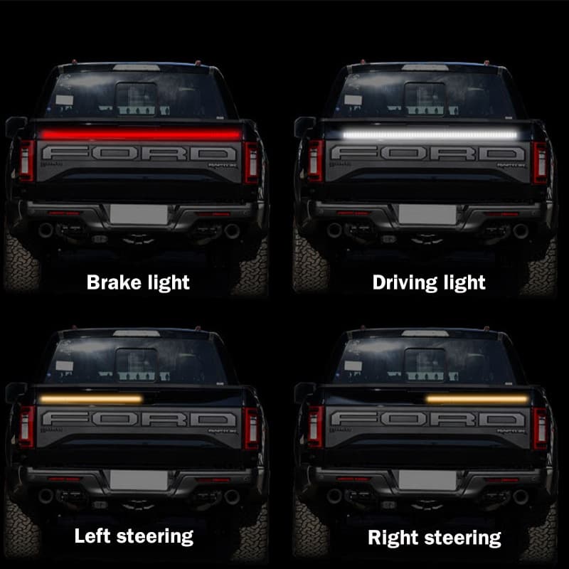 Cross-border Supply Pickup Truck Tailgate Light PVC Single Row Dual Color LED Brake Flashing Light Warning Turn Signal Flow Light