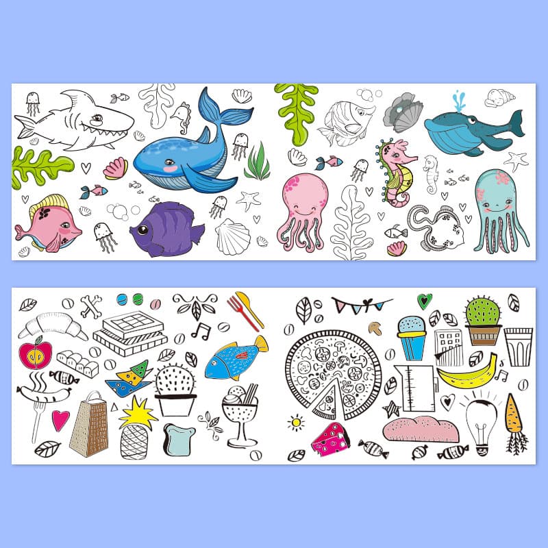 Extra Long Children's Coloring Scroll, Large Drawing Paper, Kindergarten Baby Coloring Canvas, Painting Book
