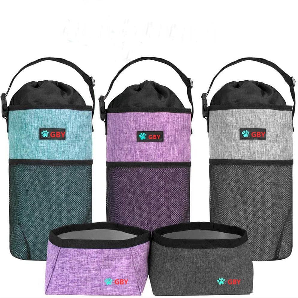 Custom Oxford Fabric 2-Piece Pet Set - Multi-color Dog Food Bag & Water Bottle Holder, Training Snack Pouch