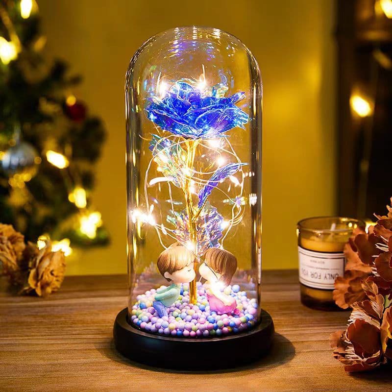 Eternal Rose Glass Lamp Shade Artificial Flower Birthday Gift Valentine's Day Gift Holiday Decorative Night Light