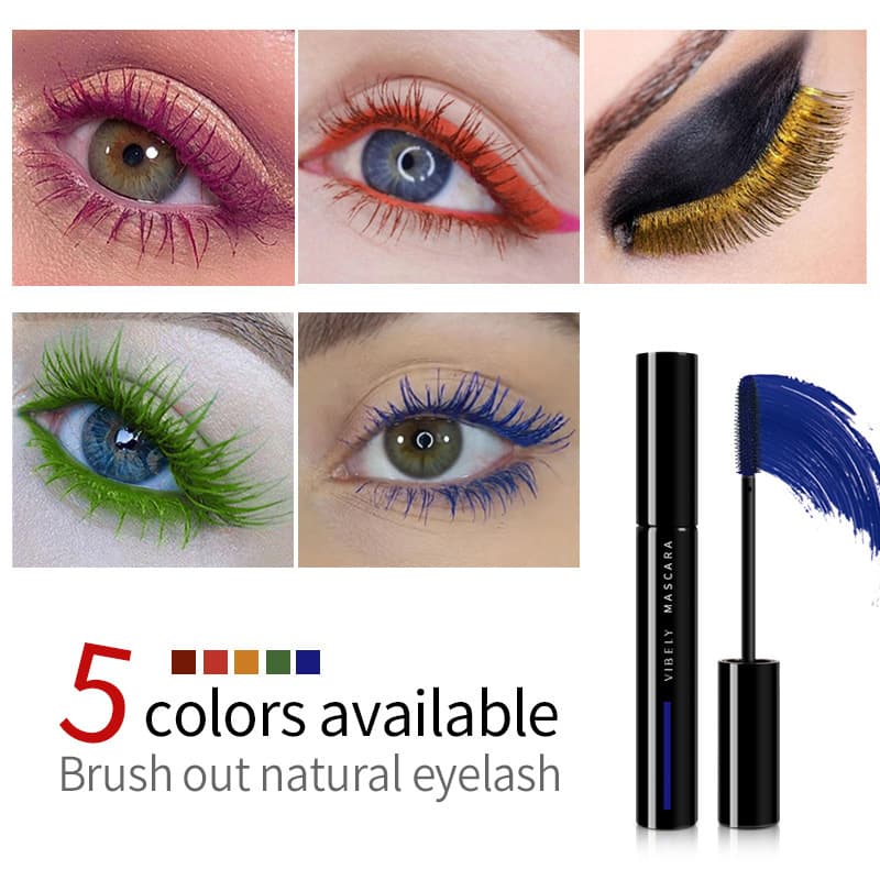 European and American Best-Selling Colorful Mascara, Volumizing, Thickening, Lengthening, Curling, Smudge-Proof, Waterproof Mascara in 5 Colors