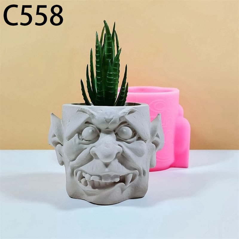 Creative Funny Head Succulent Planter Silicone Mold DIY Handmade Home Indoor Decoration C558