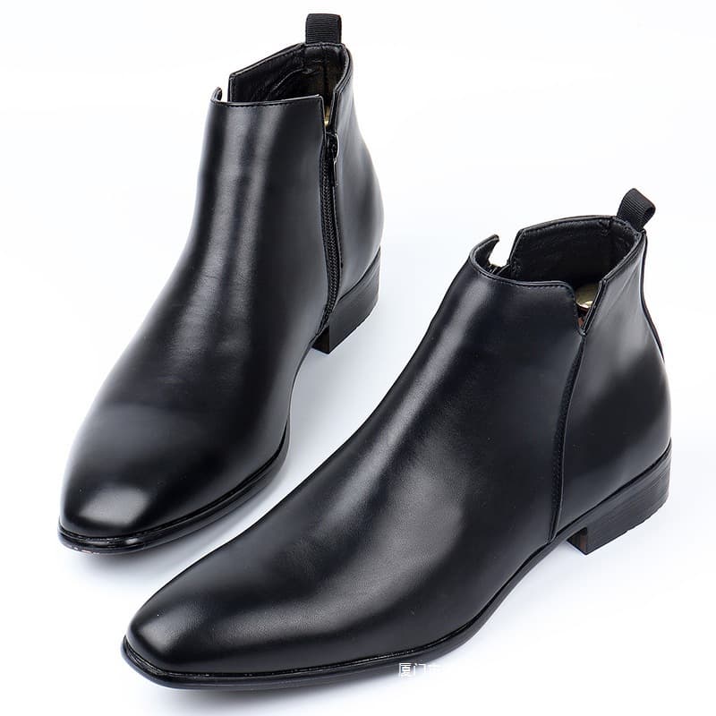 Men's Chelsea Boots Small Square Toe Fashion Cross-Border Ankle Boots Black Dark Brown