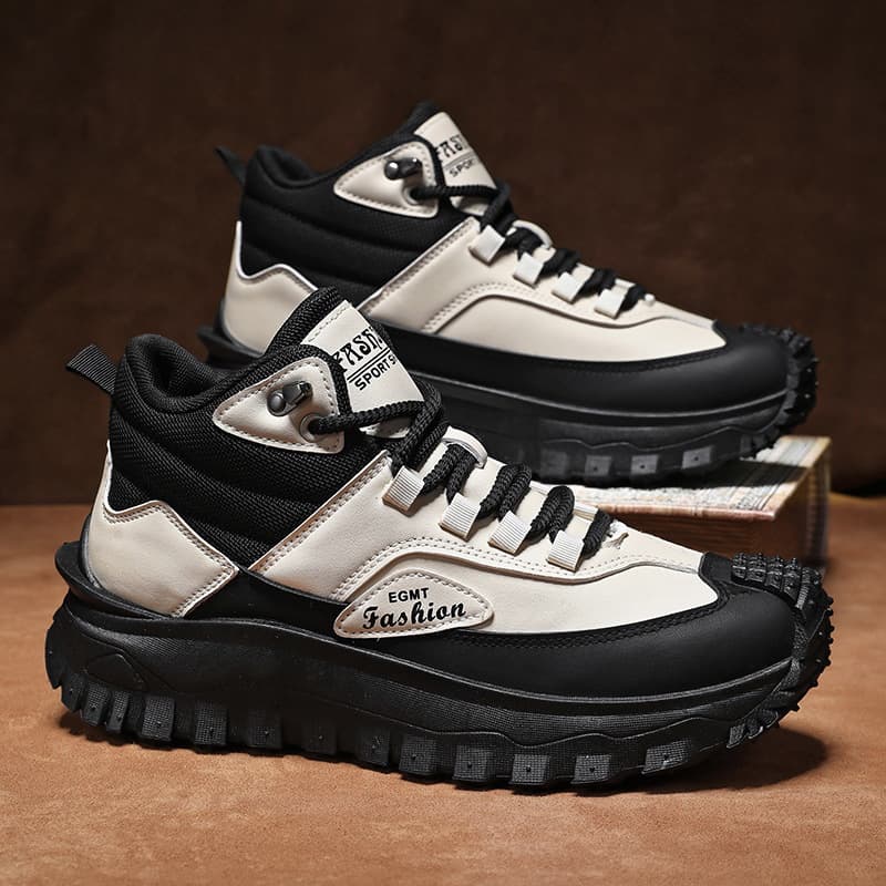 Large Size Men's High Top Outdoor Sports Boots Retro British Style Waterproof Hiking Boots Durable Manly Footwear for Autumn