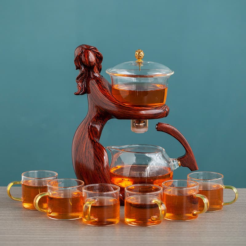 Creative Lady Magnetic Sensor Water Outflow Teapot Lazy Automatic Tea Set Household Guest Tea Brewing Gadget