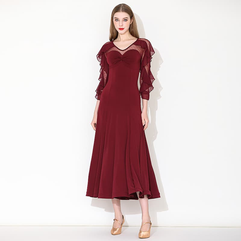 Meiyu Romantic French Style Modern Dance Dress My892 Ballroom Dance Costume New Waltz Practice Outfit