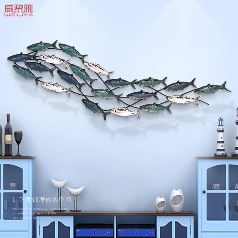 Mediterranean Iron Art Fish Wall Decorations For Children's Room Sofa Background Wall Creative Hangings Decor