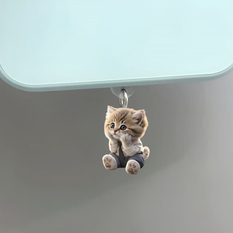 2D Flat Cross-Border Cat Acrylic Phone Dust Plug Decoration Oval Interface Port
