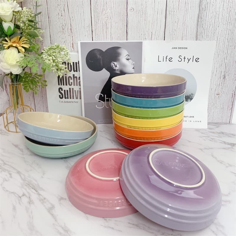 French-Style 20cm Round Deep Plate Dinnerware Set, Soup Bowl, Dinnerware, Soup Dish Bowl, Noodle Soup Bowl