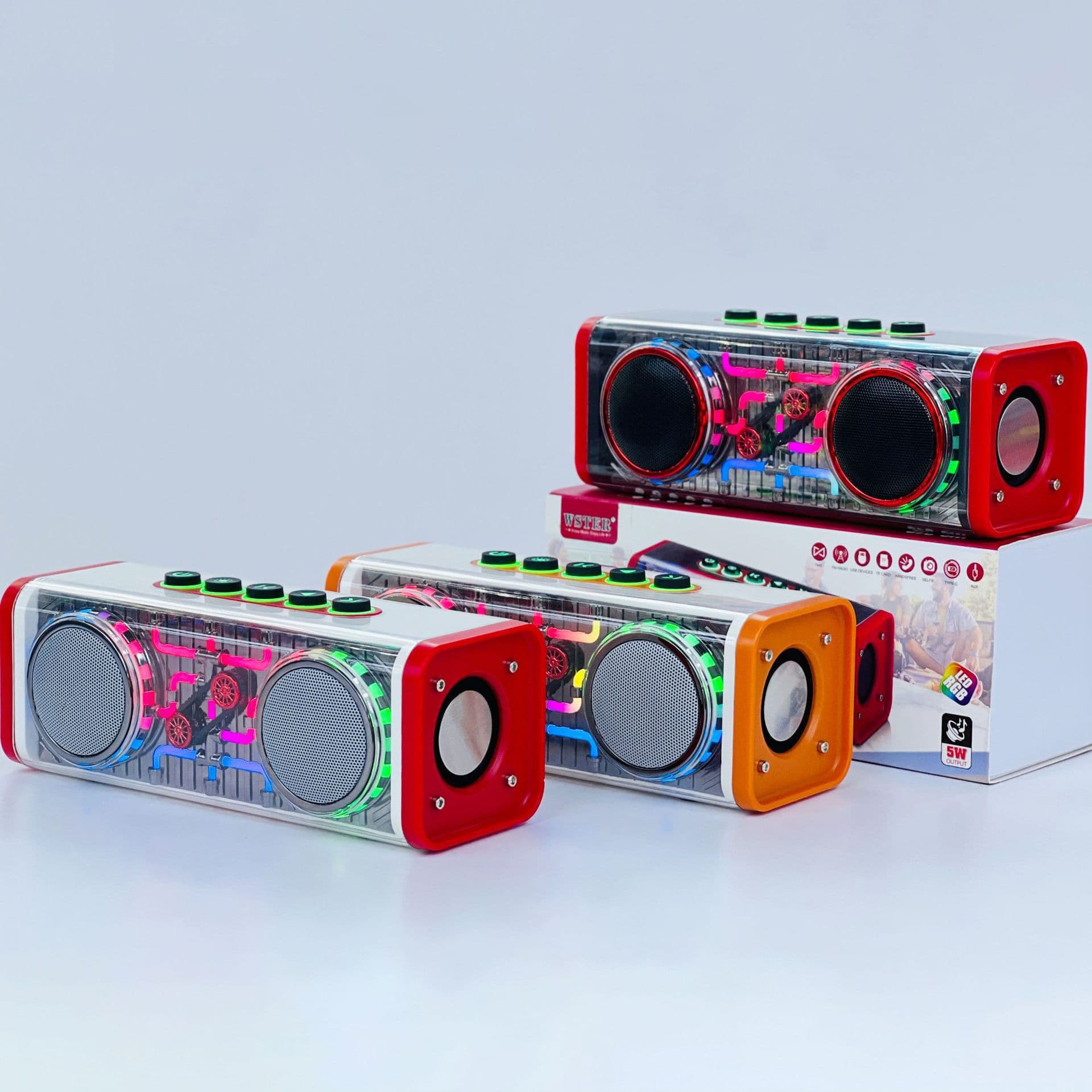 Cross-border WS318 wireless Bluetooth speaker transparent mecha subwoofer card radio outdoor desktop computer sound