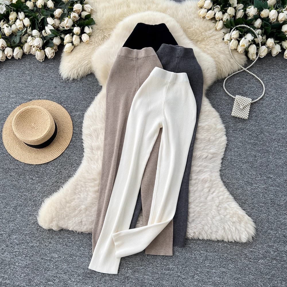 Strictly Selected Winter Simple Versatile 2025 New Korean Fashion Elastic Waist Slim Fit Bodycon Knit