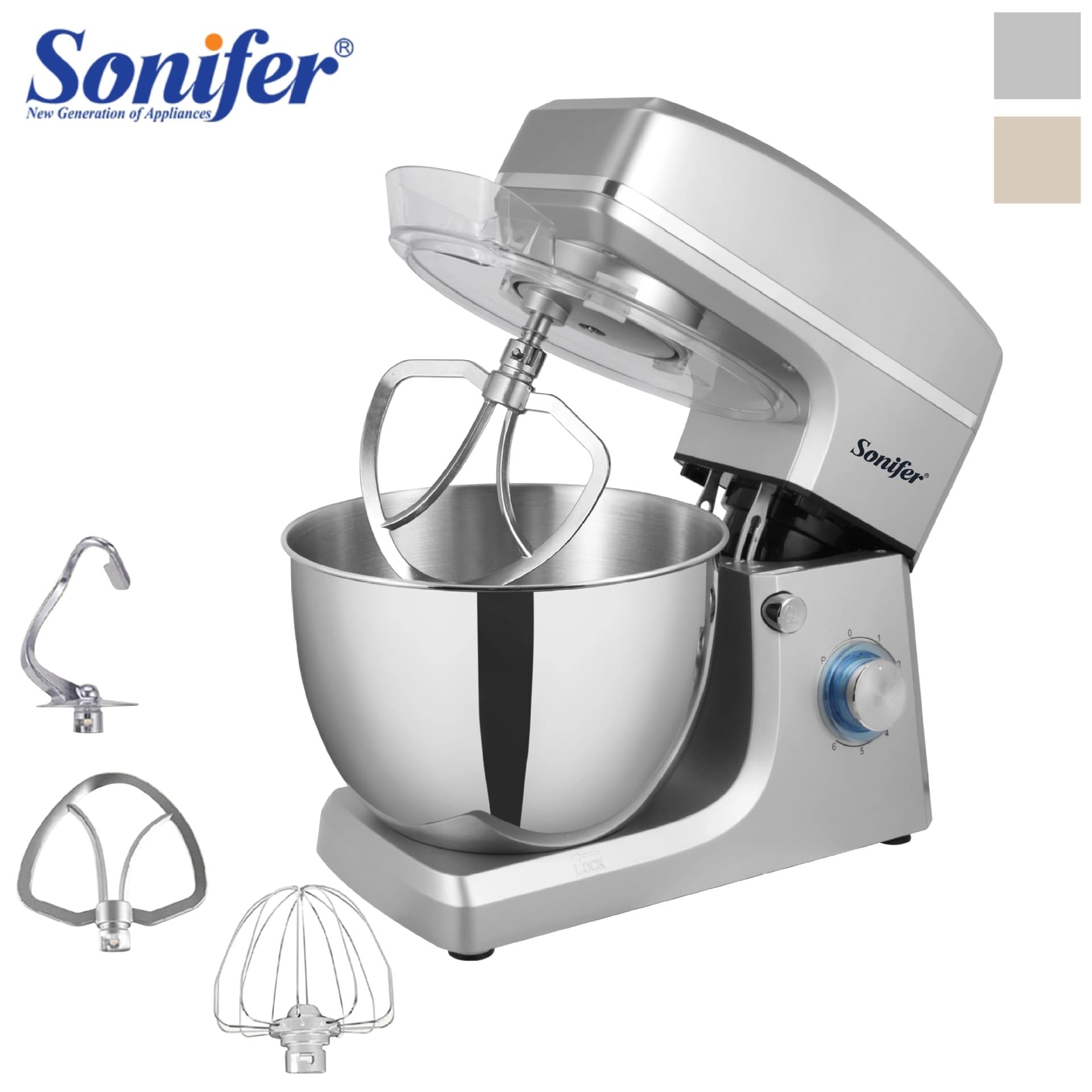 Sonifer Home Stainless Steel 8L Dough Mixer & Food Processor SF-8066