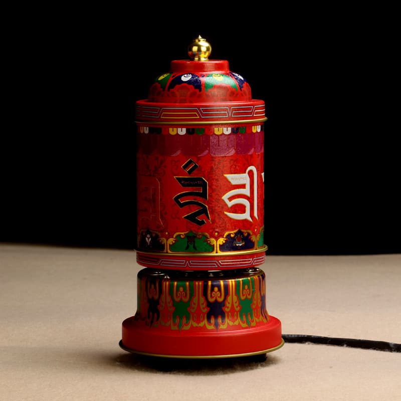 Manufacturer Wholesale Tibetan Electric Golden Wheel Home Decor, Alloy Plug-in Electric Prayer Wheel with Six-Syllable Mantra