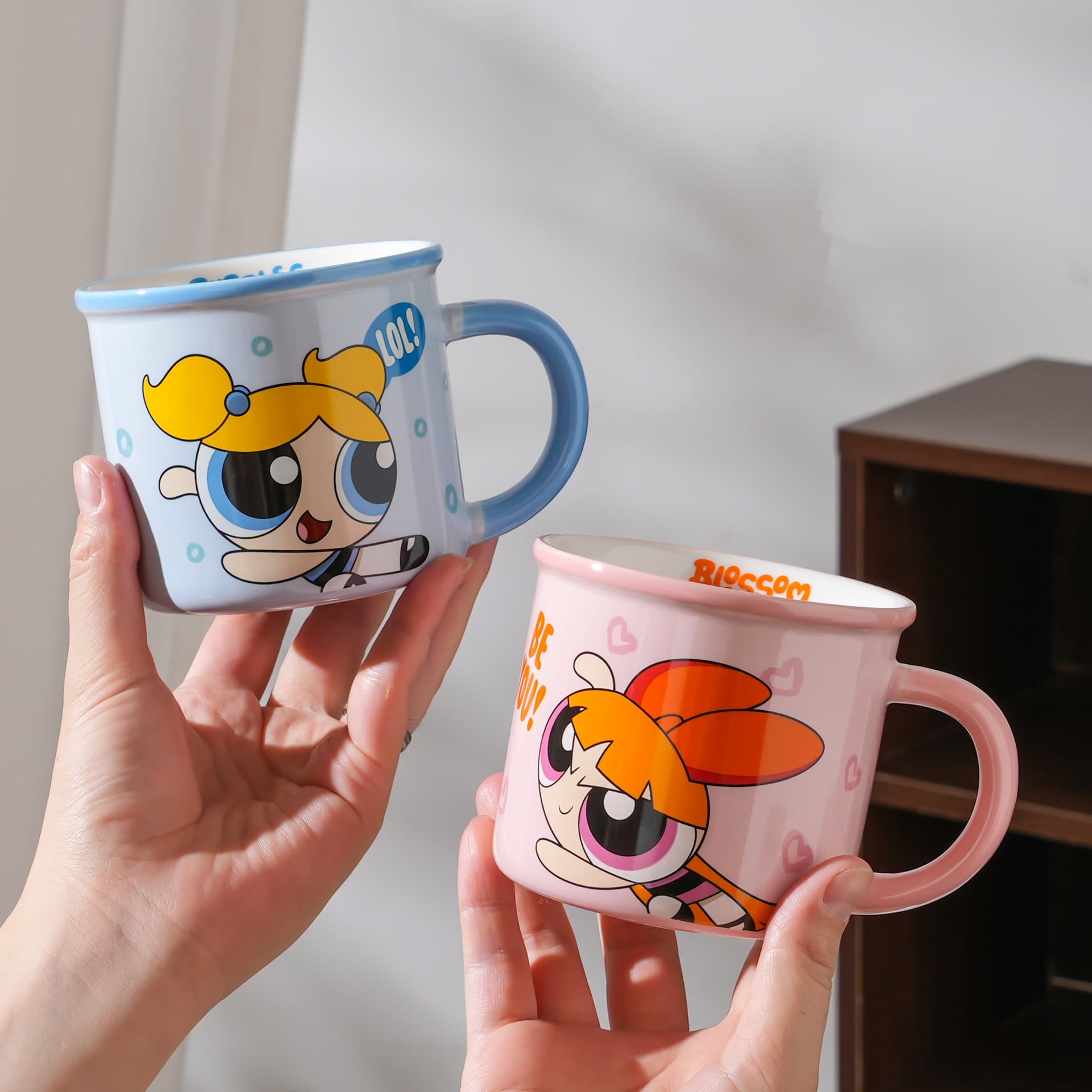 Powerpuff Girls Official Ceramic Mug Cute Cartoon Pattern Gift Cup High Appearance Home Use Enamel-Like Water Cup