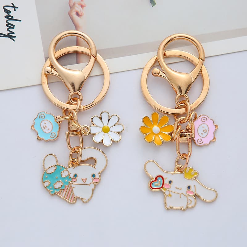 Cinnamoroll Cartoon Key Chain Plush Keychain Metal Pendant Personalized Keyring