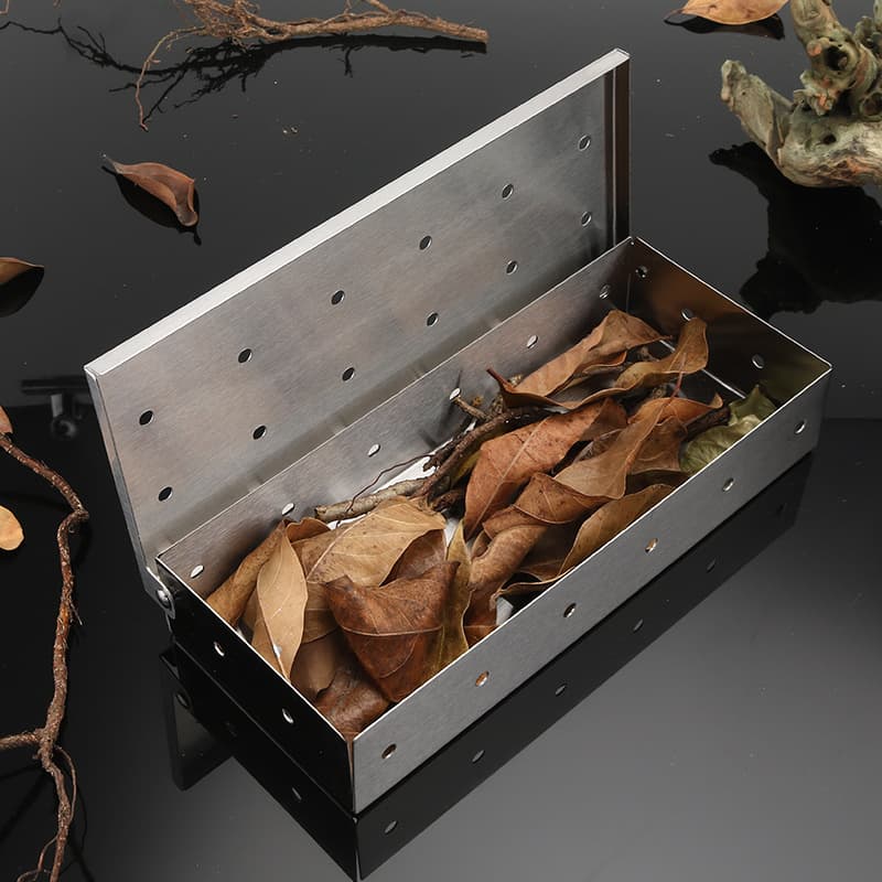 Cross-border New Style Square Stainless Steel Smoking Box for Outdoor Barbecue, Smoker Box for Meat Grilling