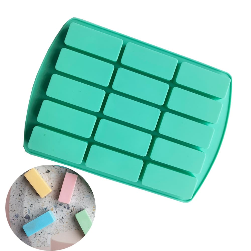 15-Cavity Long Strip Small 188 Chocolate Silicone Mold Dessert Ice Cube Mold Baking Cake Mold Green