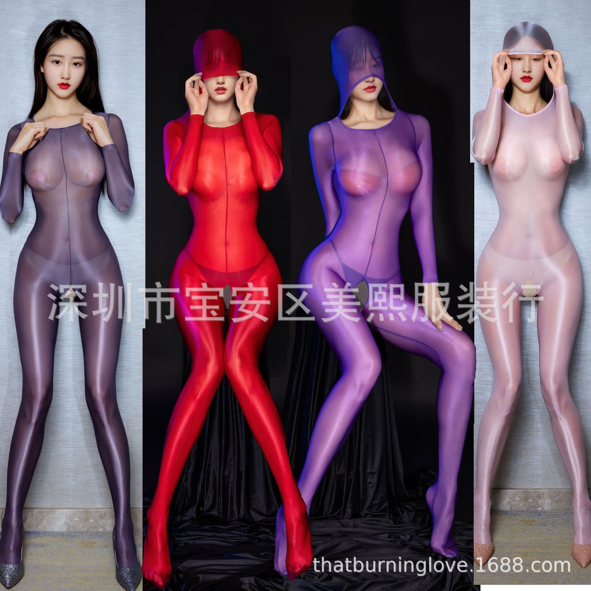 Plus size sexy lingerie for women, glossy, silky, sexy, transparent, all-inclusive, toe-cap tight bodysuit