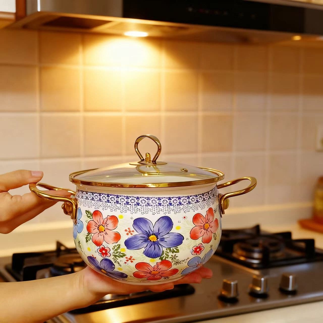 Premium Enameled Cast Iron Pot with Dual Handles for Stewing, Soup, Herbal Medicine, and Lard Storage, Food-Grade, Compatible with Induction Cooktops for Home Use