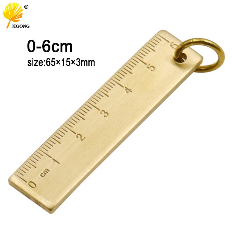 Keychain 0-6cm Small Copper Ruler, Thickened Brass Metal Straight Ruler, Measuring Tool, Craft Gift Hardware