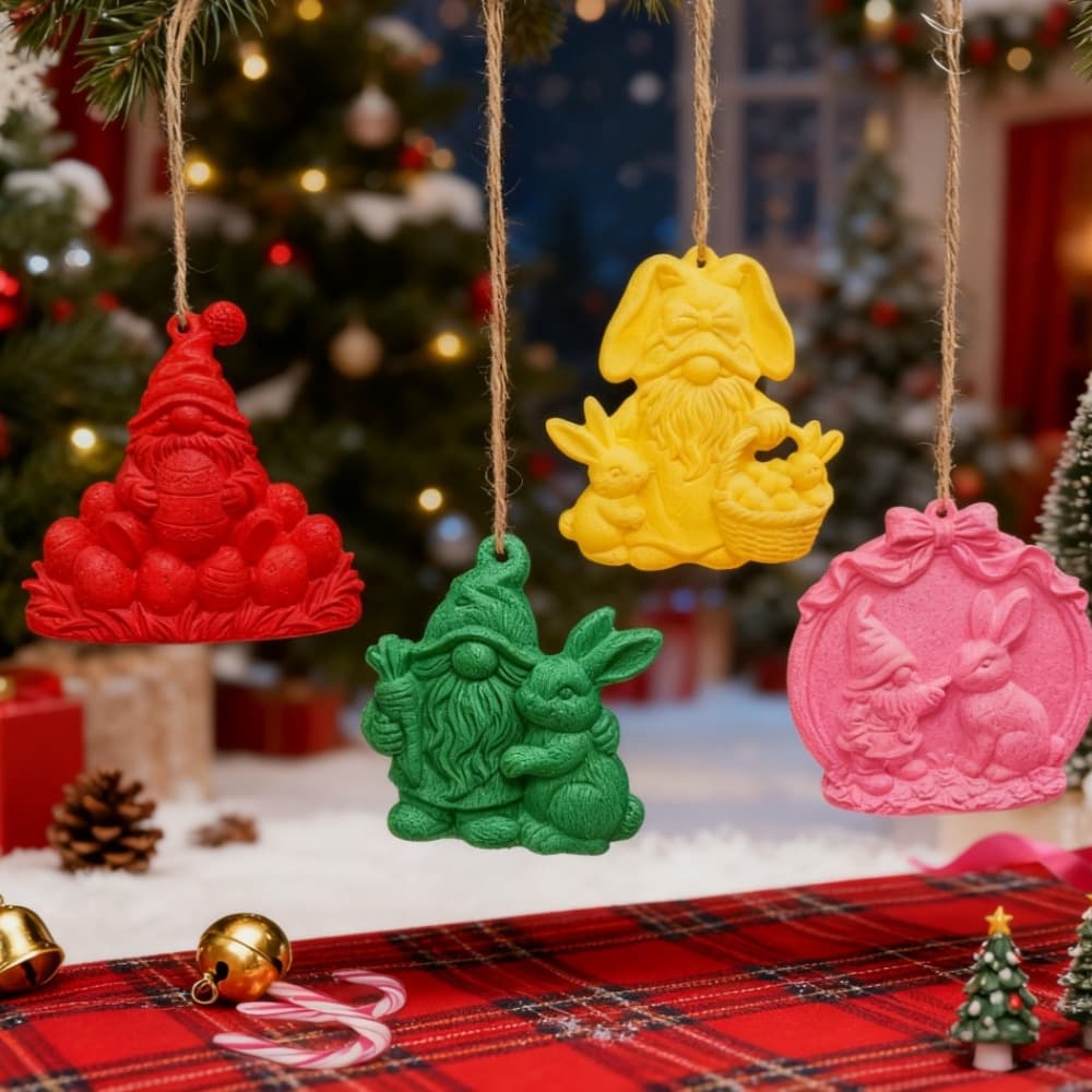 S2561+S2562+S2563+S2564 Gnome and Rabbit Pendant Decorative Cement Plaster Mold DIY