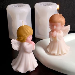 New Angel Boy Girl Candle Mold Praying Little Angel Boy Girl Christmas Candle Silicone Mold